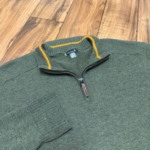 Smartwool Sparwood Half 1/2 Zip Sweater Mens Large Green Merino Wool Blend